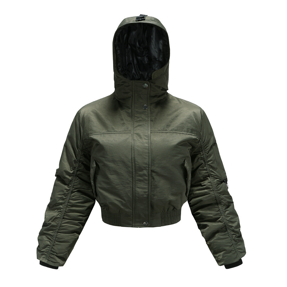 Damen cropped Outdoor-Jacke mit verstellbarem Kapuzenkragen und elastischen Bündchen Krohn-e