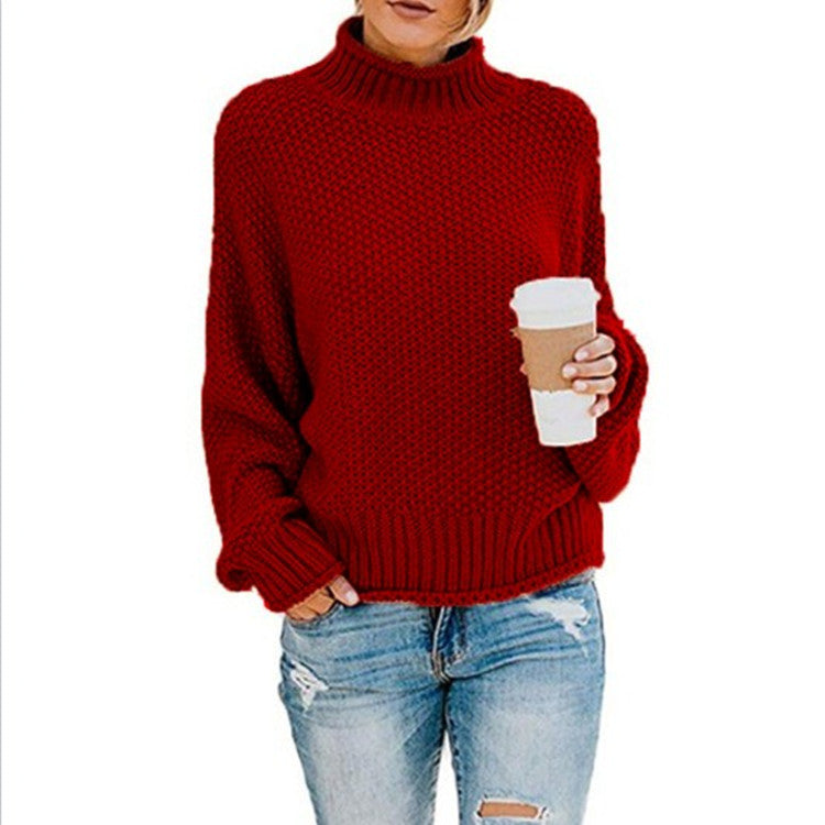 Damen Grobstrickpullover mit hohen Kragen und lockerem Design Krohn-e