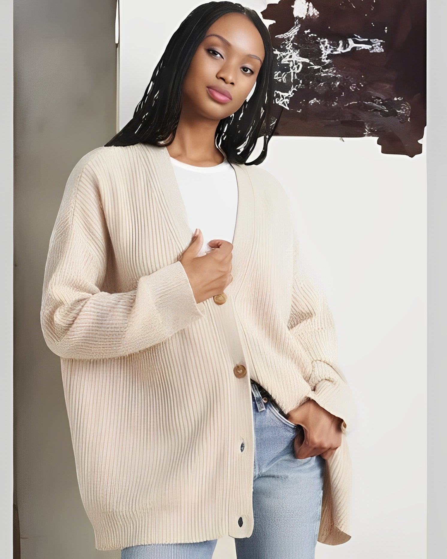 Krohn-e | Lässiger Oversize Strickcardigan aus Kaschmir für Damen