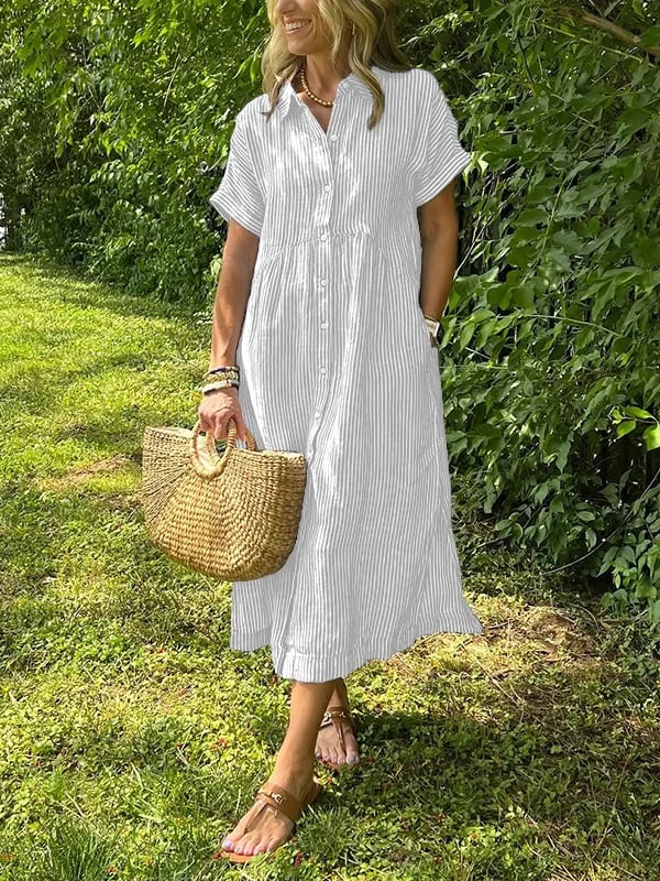 KROHN-E Damen Bluse Gestreift Langarm Klassische Passform