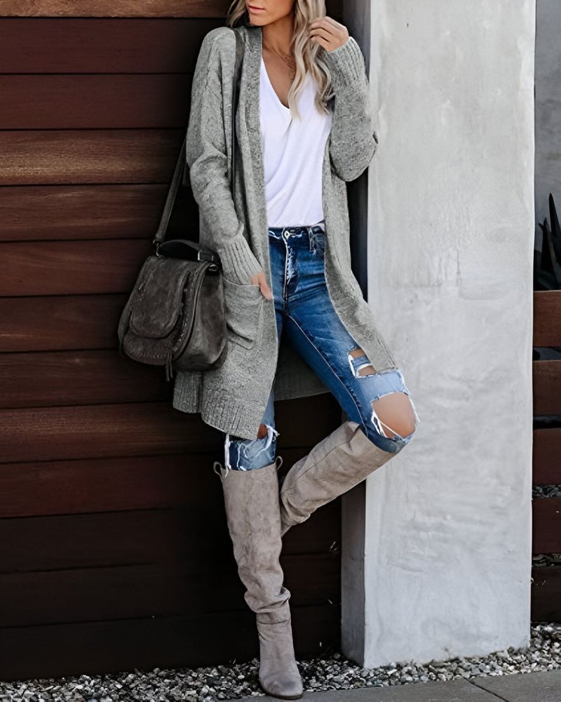 Krohn-e | Lässiger Strick-Cardigan mit Taschen