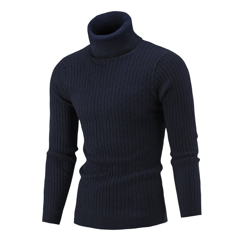 Herren gemütlicher Rollkragenpullover aus feinem Rippstrick Krohn-e