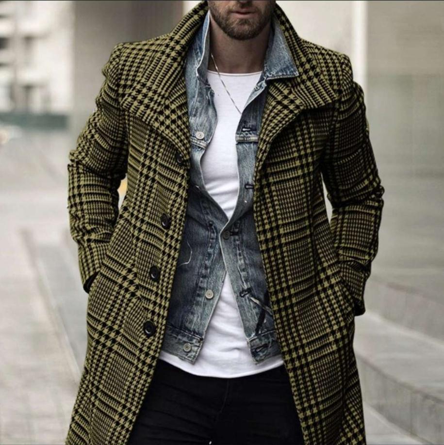 Herren eleganter Karomantel mit modernen Details Krohn-e