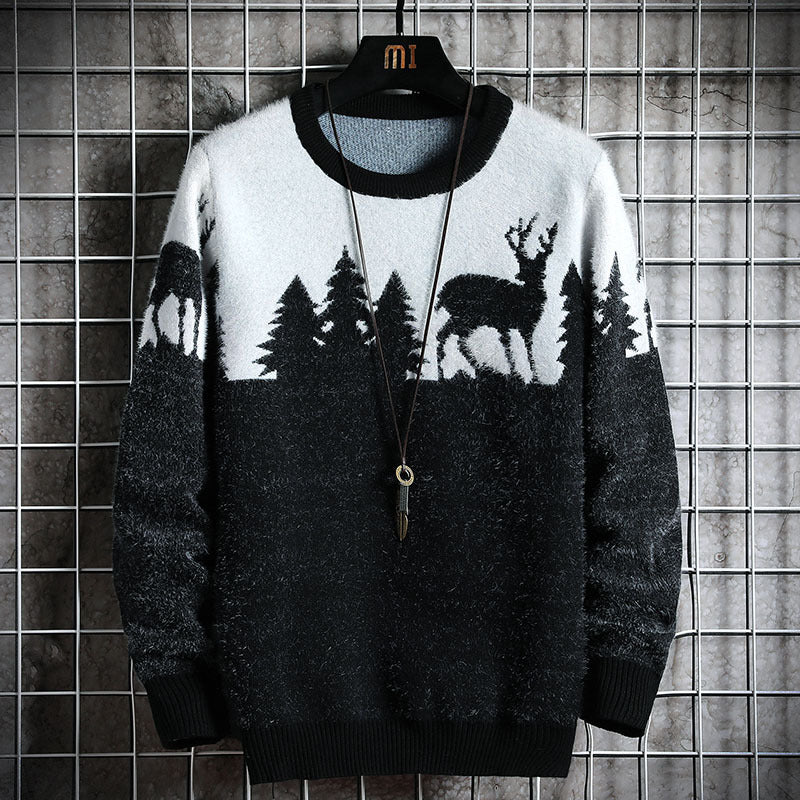 Herren Kuscheliger Winterpullover mit Tiermotiven Krohn-e