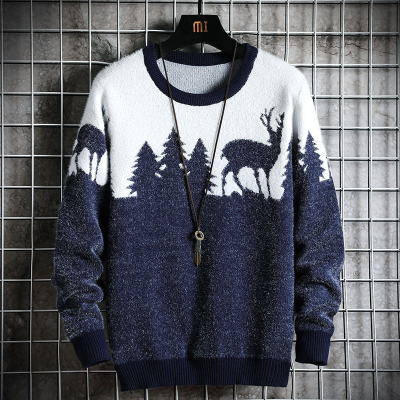 Herren Kuscheliger Winterpullover mit Tiermotiven Krohn-e