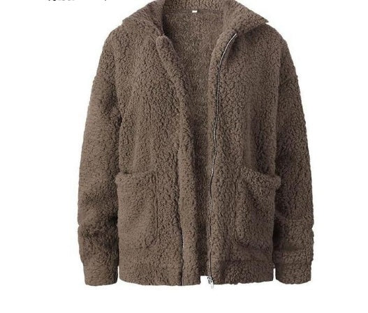 Fleece-Sweatshirt für Damen mit weitem Kragen von Fudus