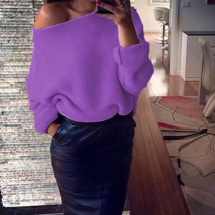 Damen lässiger Pullover mit weitem Schnitt und offener Schulter Krohn-e