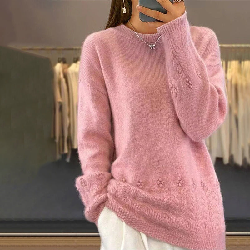 Krohn-e | Strickbluse mit Musterdetails Wolle Komfortabel und Elegant