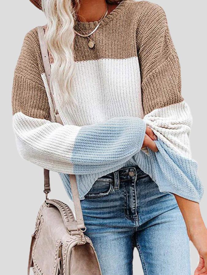 Krohn-e | Colorblock-Strickpullover für Herbst-Lagenlook