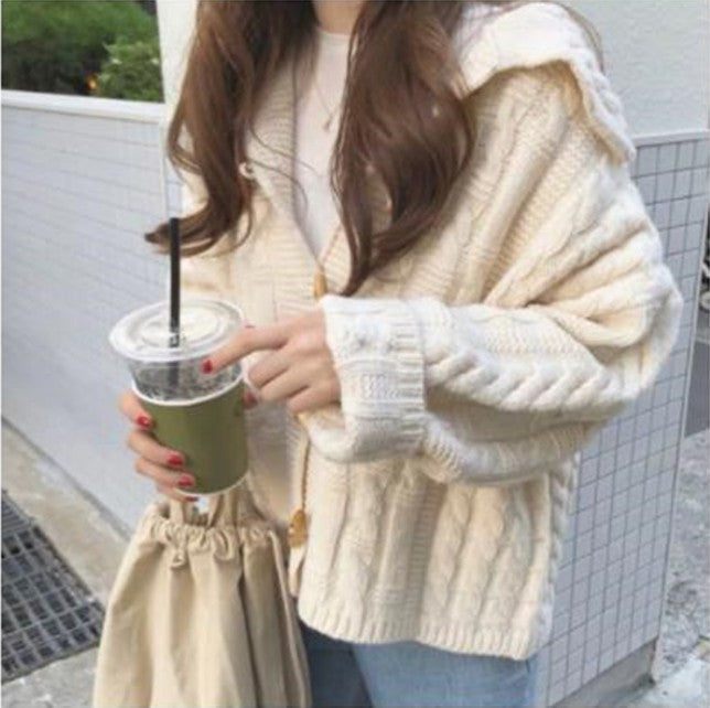 Damen Strickjacke mit voluminösen Ärmeln und detailreicher Zopfmusterung Krohn-e