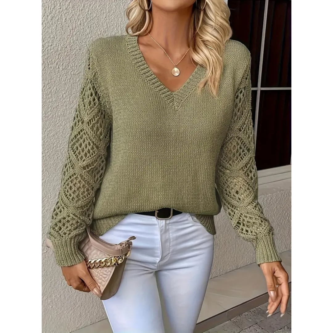 Damensweatshirt mit V-Ausschnitt von Fudus