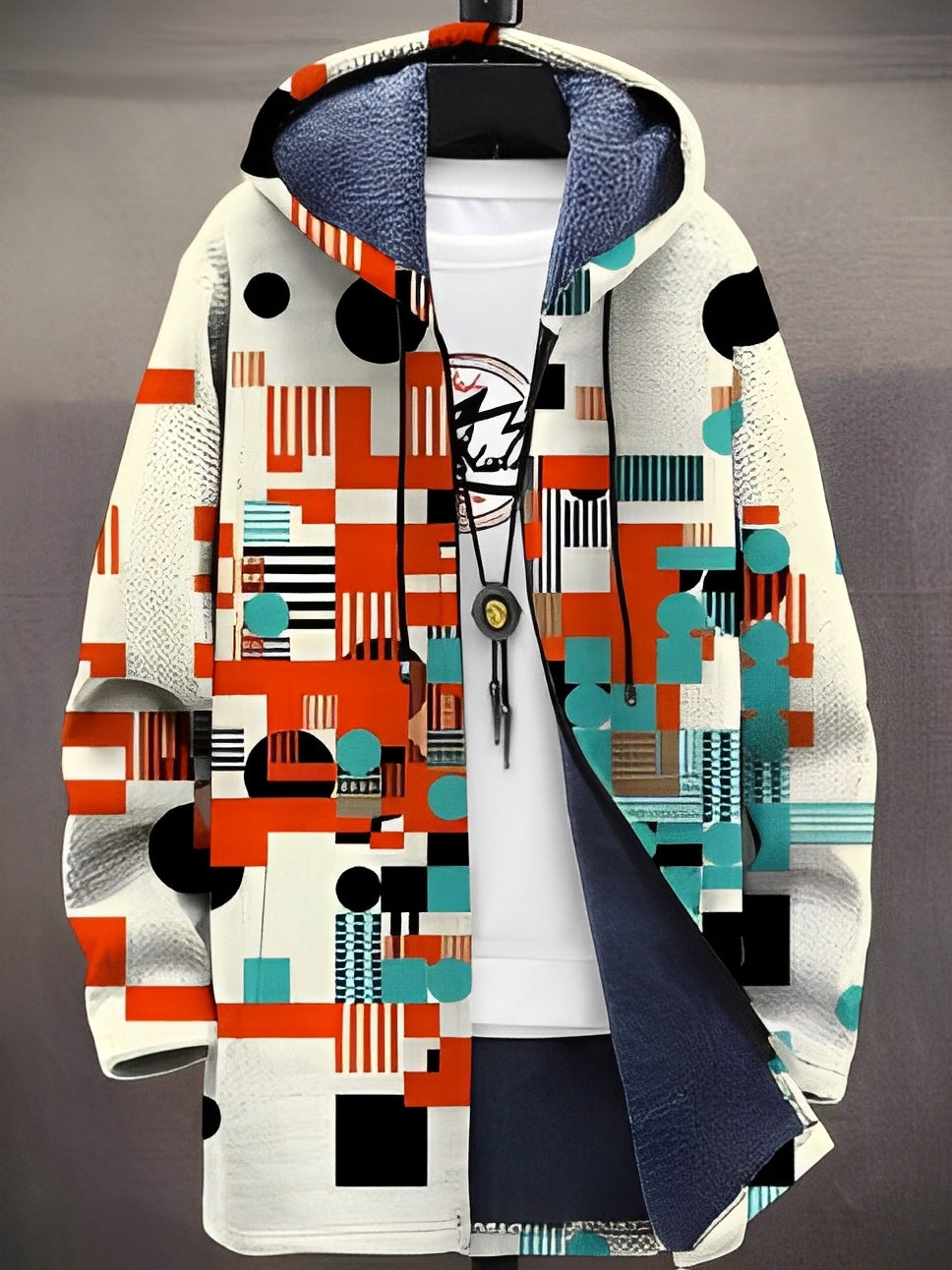Krohn-e | Stilvolle bedruckte Jacke mit Kapuze für Männer