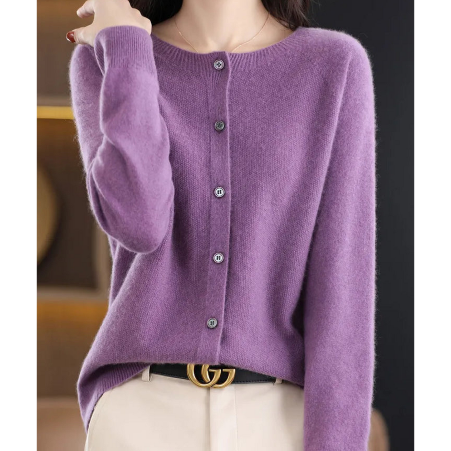 Krohn-e | Cardigan - 100% Merinowolle Weicher Strickpullover