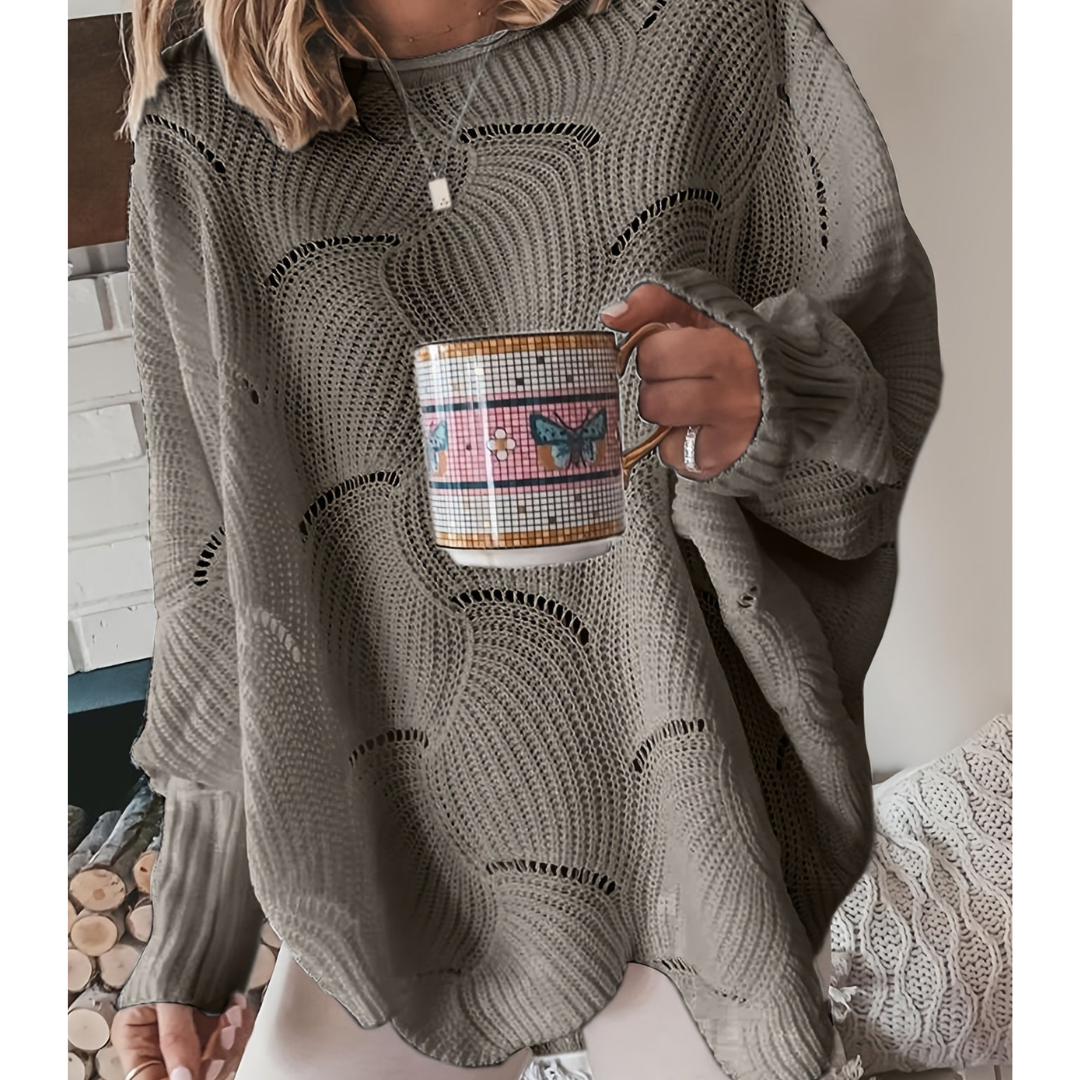 Damen-Oversize-Pullover mit Wellenmuster