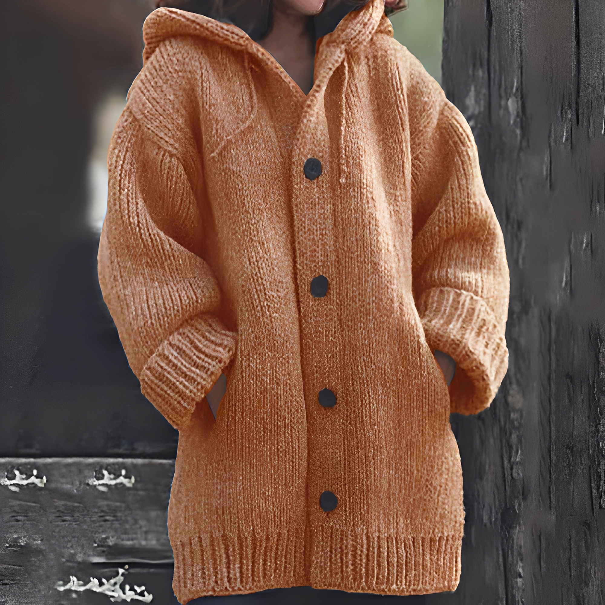 Krohn-e | Bequemer Strickcardigan mit Kapuze für Frauen