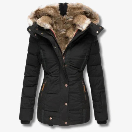 Krohn-e | Winterjacke mit Kapuze und Reißverschluss für Frauen ideal für kalte Tage