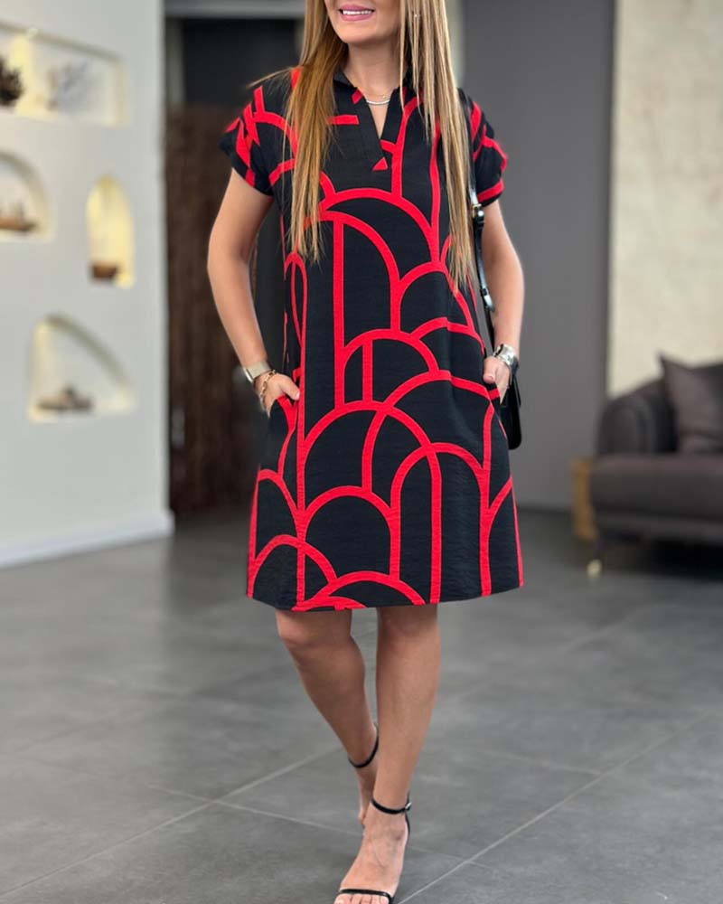 KROHN-E Damen Midi-Kleid Kurzarm Relaxed-Fit Vielseitig
