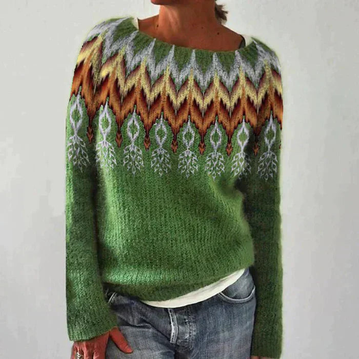 Krohn-e | Pullover - Frauen Bunter Fair Isle Strickpullover
