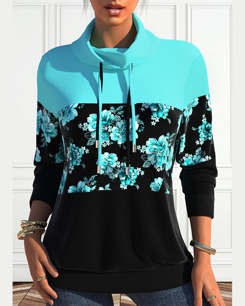 Fudus Blumen-Sweatshirt mit Kordelzug