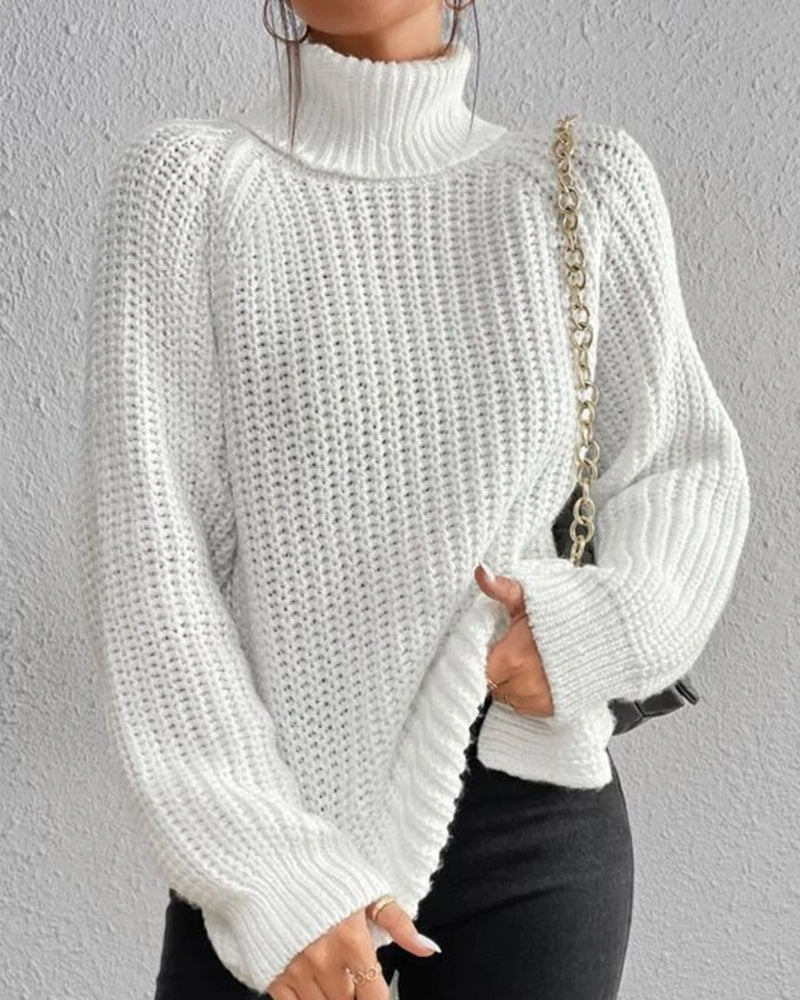 Krohn-e | Pullover - Damen Herbst Strick Rollkragen mit lockerer Passform