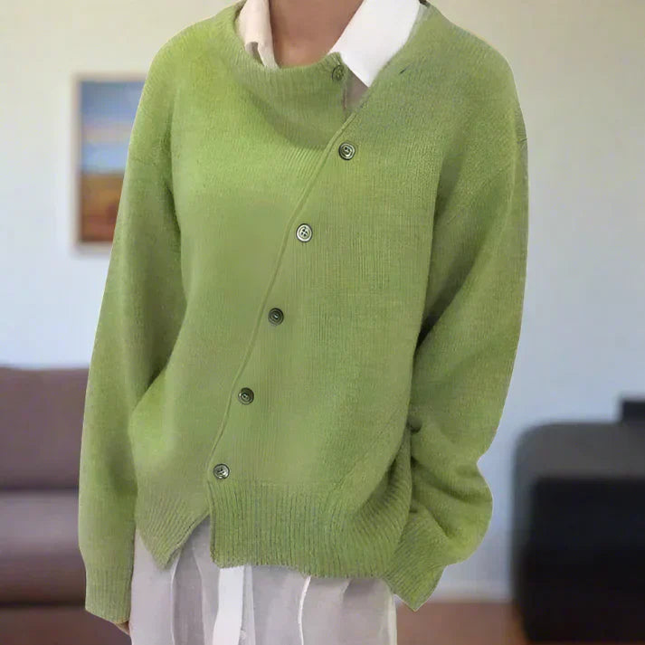 Krohn-e | Weiche Strickjacke mit Diagonaler Knopfleiste