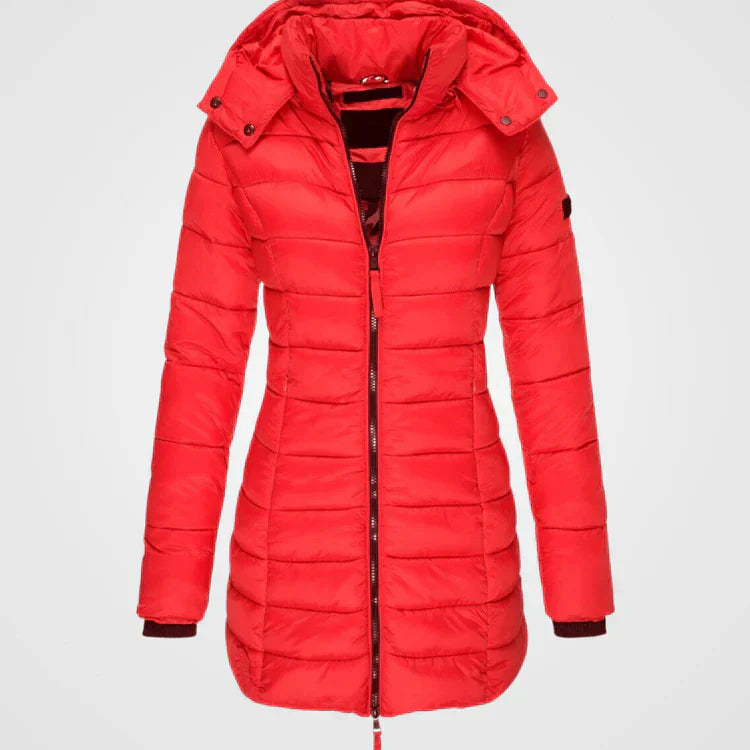 Krohn-e | Lange gesteppte Kapuzenjacke für Damen ideal für den Winter