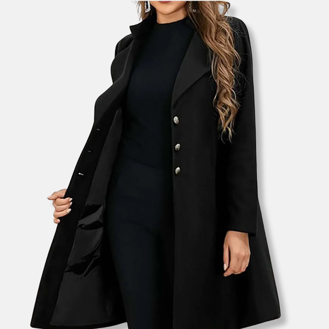 Krohn-e | Mantel - Wolle - Slim Fit - Mittellang - Doppelreihiger Verschluss - Eingekerbter Revers