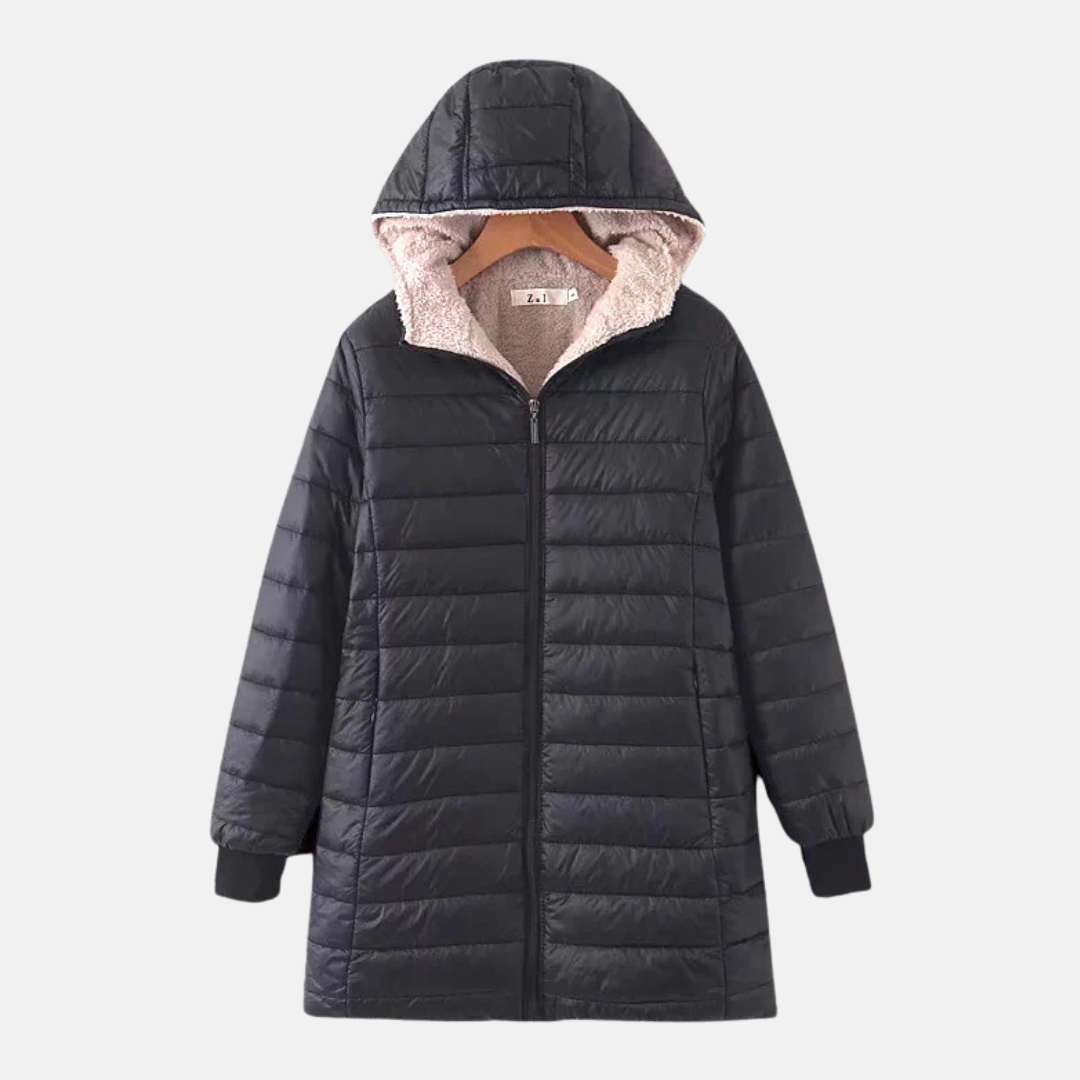 Krohn-e | Steppjacke - Mittellang - Lockere Passform - Fleece-Futter - Kapuze