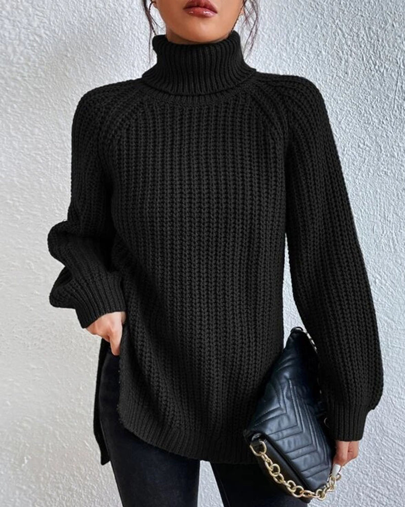 Krohn-e | Pullover - Damen Herbst Strick Rollkragen mit lockerer Passform