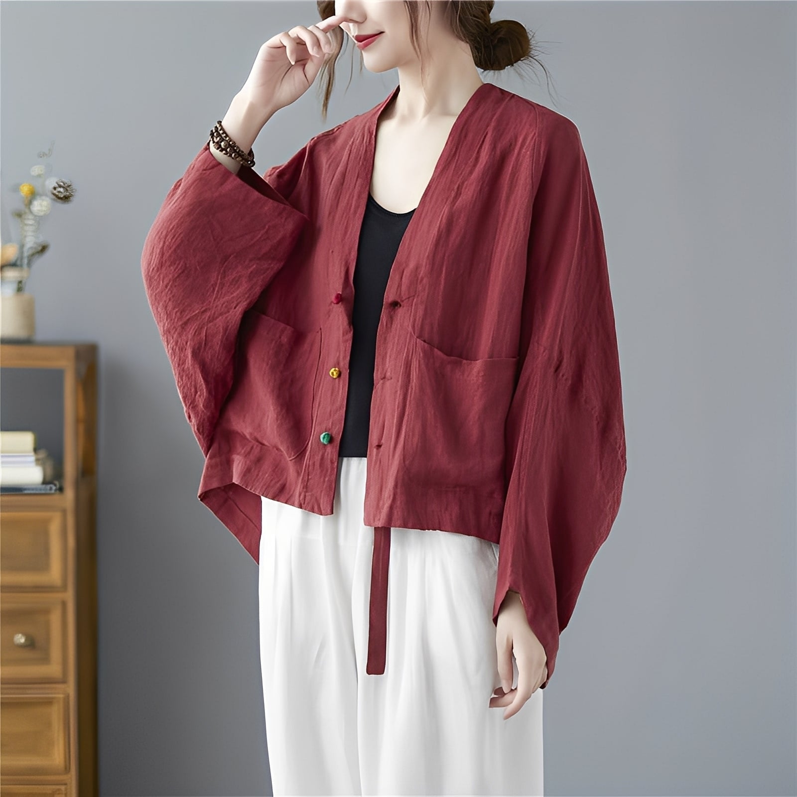 Krohn-e | Locker kurzer Cardigan mit Taschen