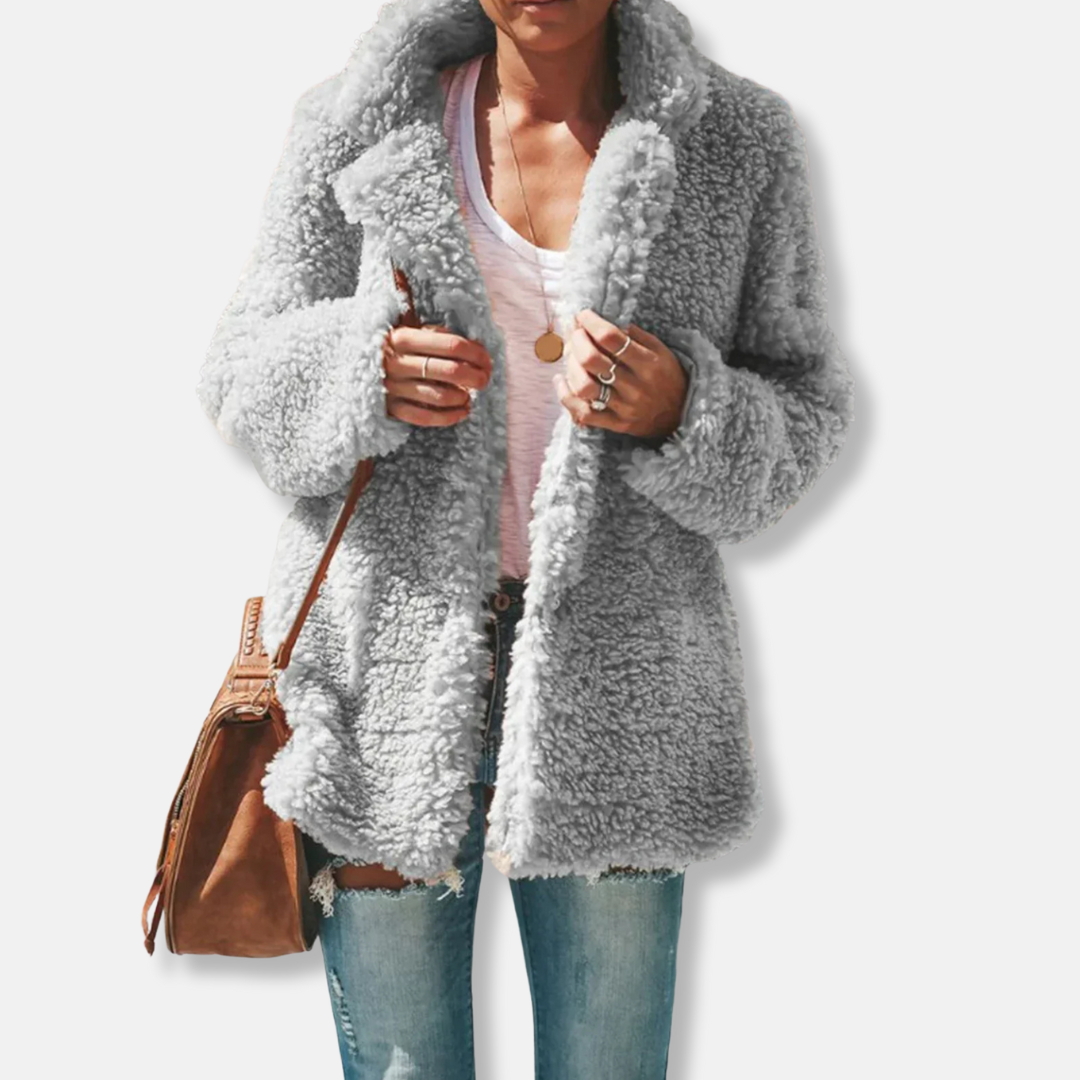 Krohn-e | Fleece Teddy Mantel | Oversized Reverskragenmantel