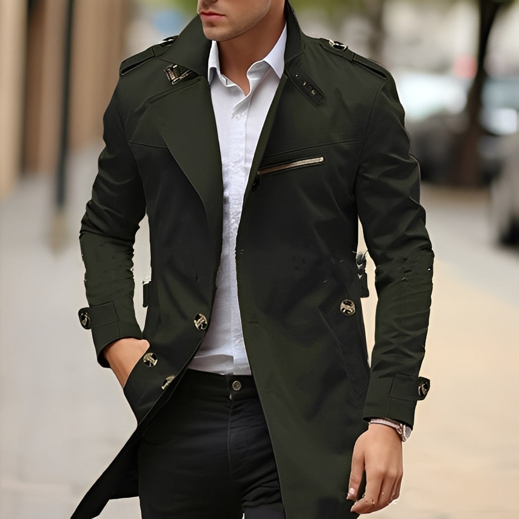 Krohn-e | Eleganter Trenchcoat mit umgekehrtem Kragen für Männer