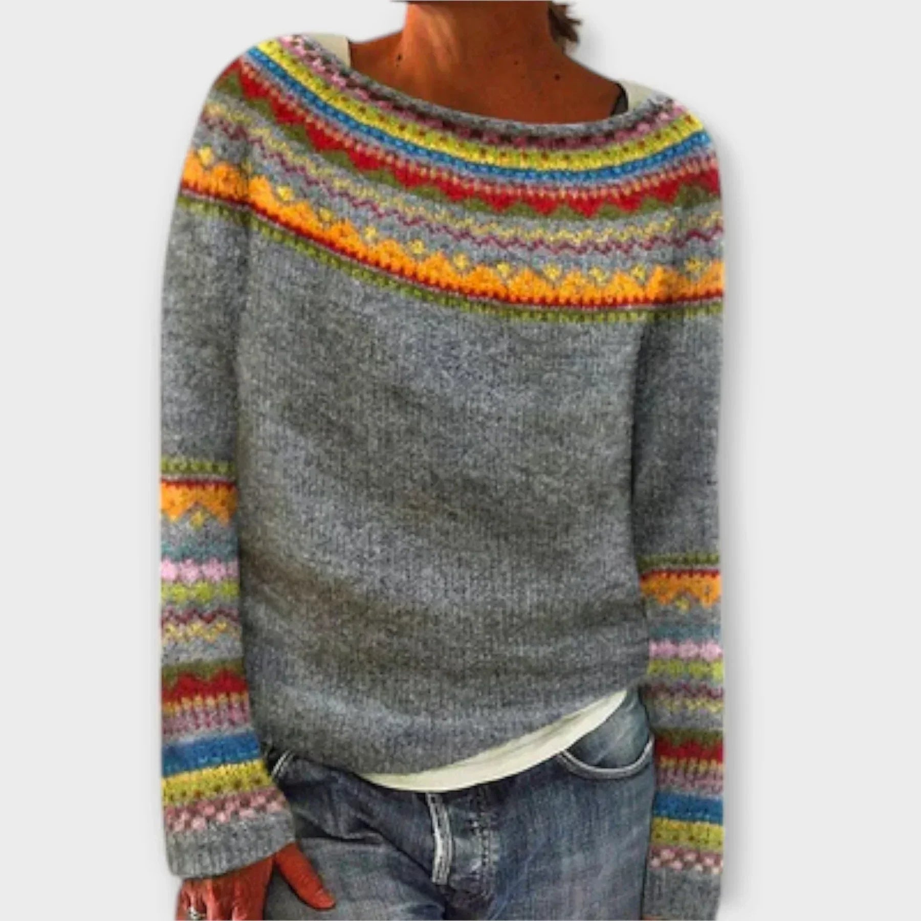 KROHN-E Damen Vintage-Pullover Klassisches Design Weiche Textur