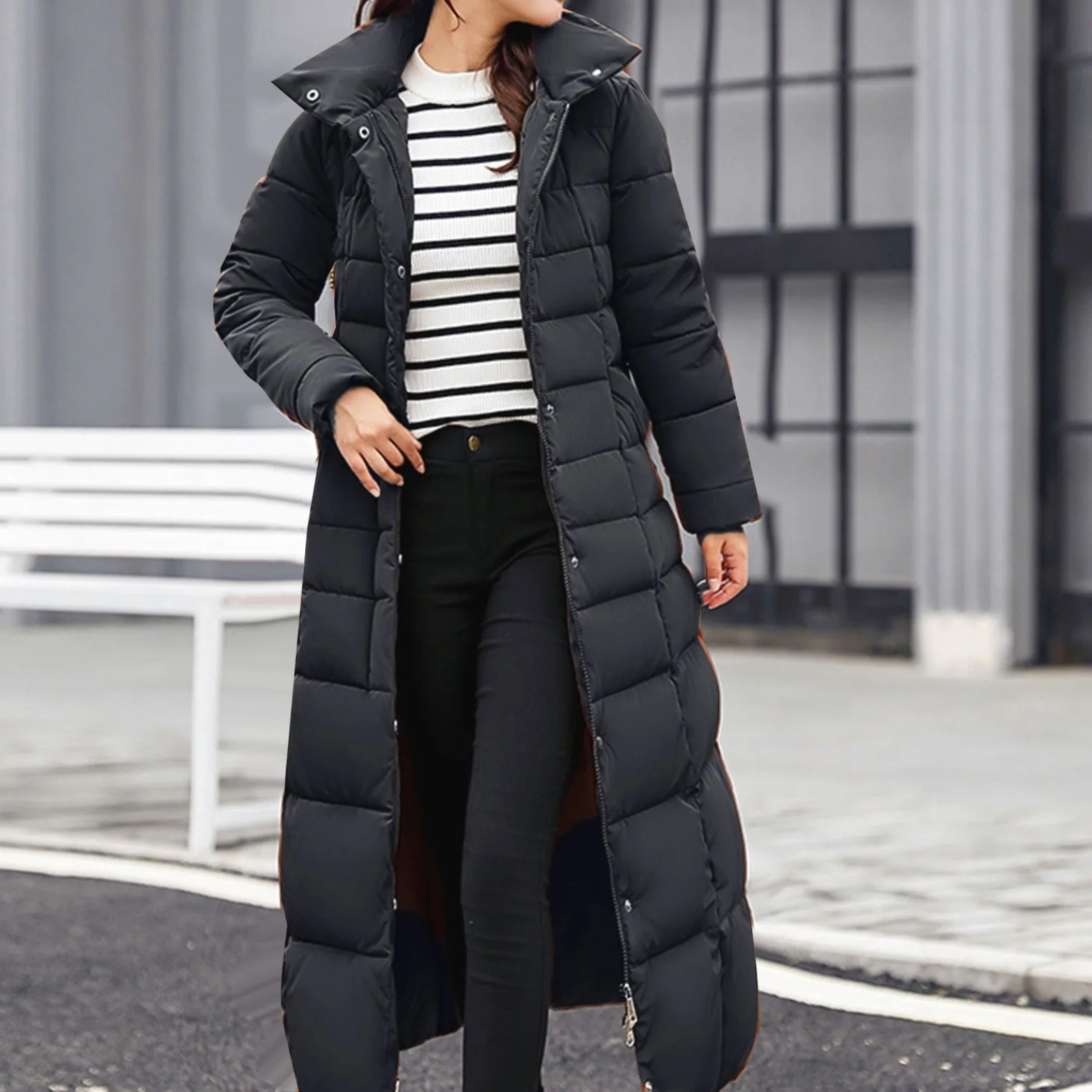 Krohn-e | Elegante Pufferjacke mit Umlegekragen und Knopf für Damen