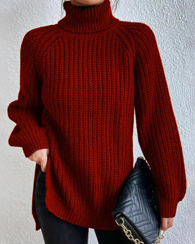Krohn-e | Pullover - Damen Herbst Strick Rollkragen mit lockerer Passform