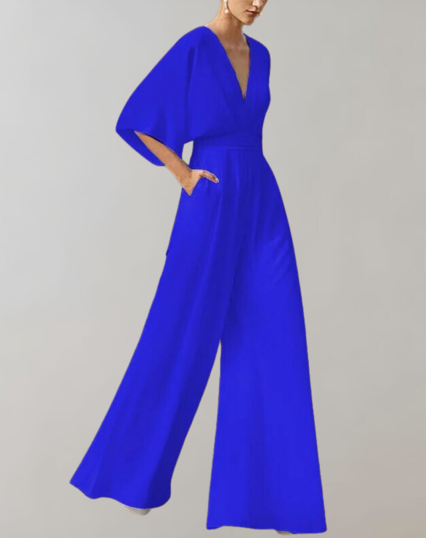 Reva | Damen Jumpsuit Weites Bein V-Ausschnitt Festlich Abendmode