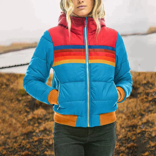 Krohn-e | Damen Retro Colorblock Steppjacke