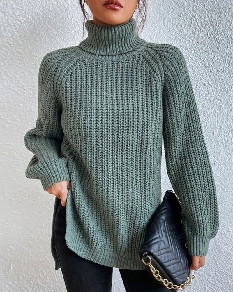 Krohn-e | Pullover - Damen Herbst Strick Rollkragen mit lockerer Passform