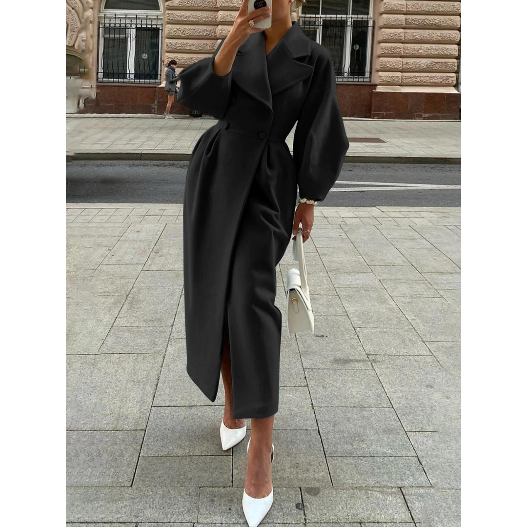 Krohn-e | Langer Einfarbiger Trenchcoat für Frauen Perfekt für Den Herbst