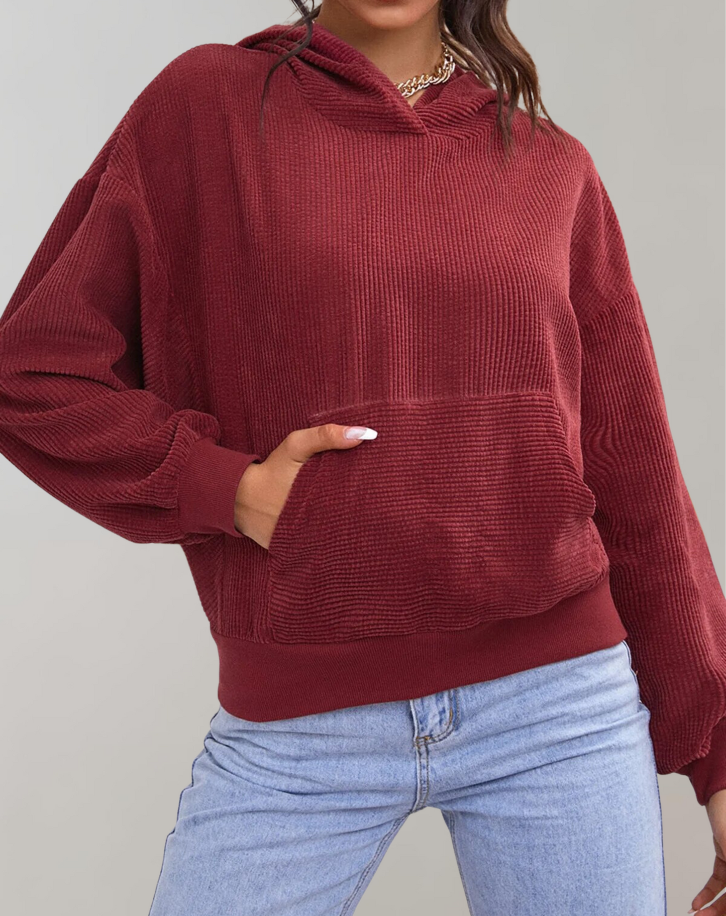 Extra großer Kapuzenpullover aus Cord von Fudus