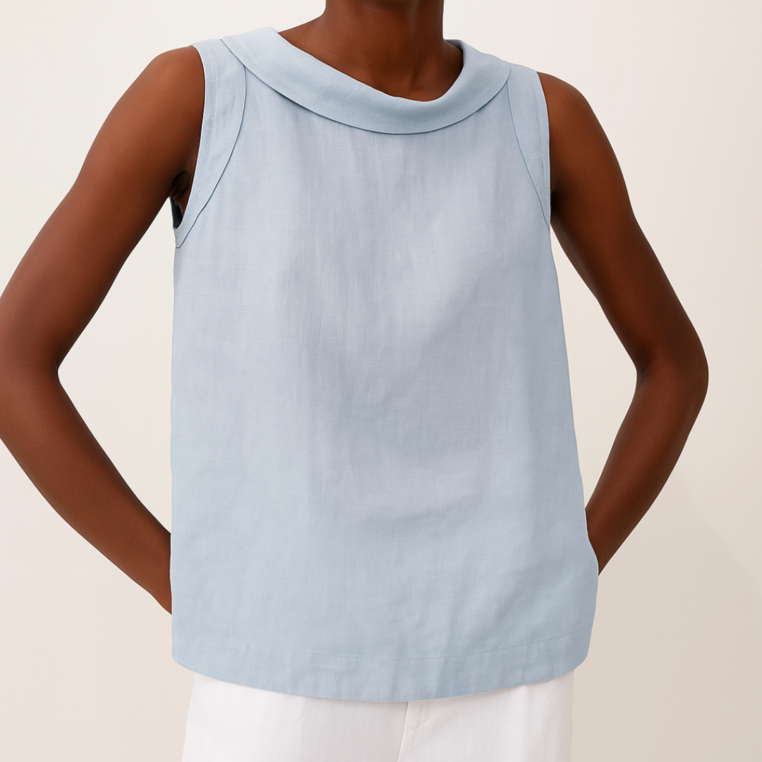 Clara | Damen Ärmellose Bluse Rollkragen einfarbig