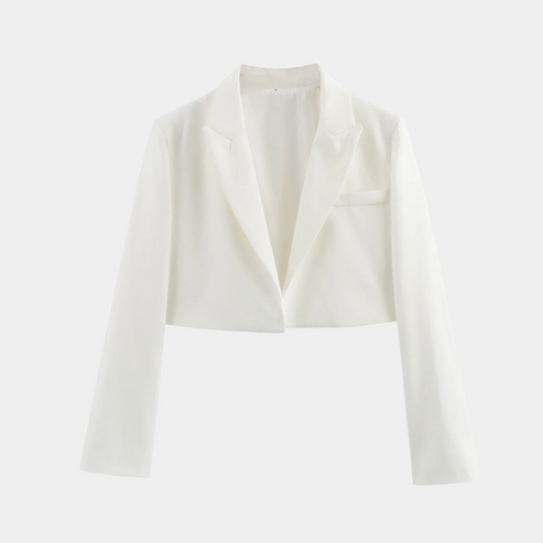 Krohn-e | Cropped Blazerjacke Maßgeschneiderte Langarm Open Front