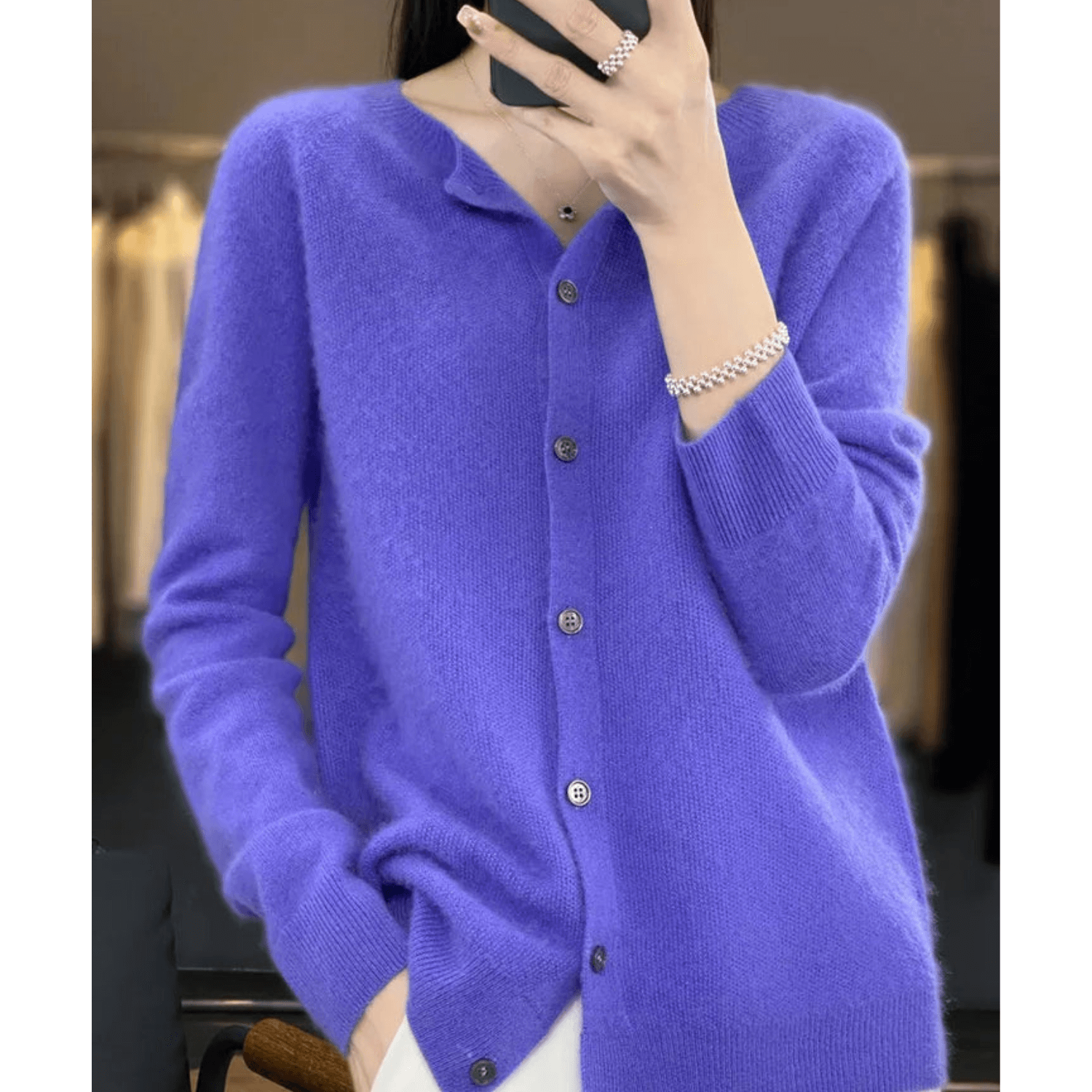 Krohn-e | Damen Feinstrickjacke Mit Rundhalsausschnitt