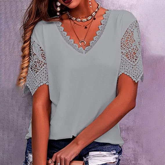 Modische Damen-T-Shirts von Fudus im Vintage-Spitzen-Look