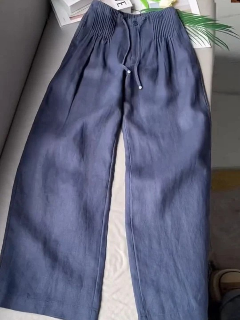 KROHN-E Damen Wide-Leg Hose Elastikbund Leicht