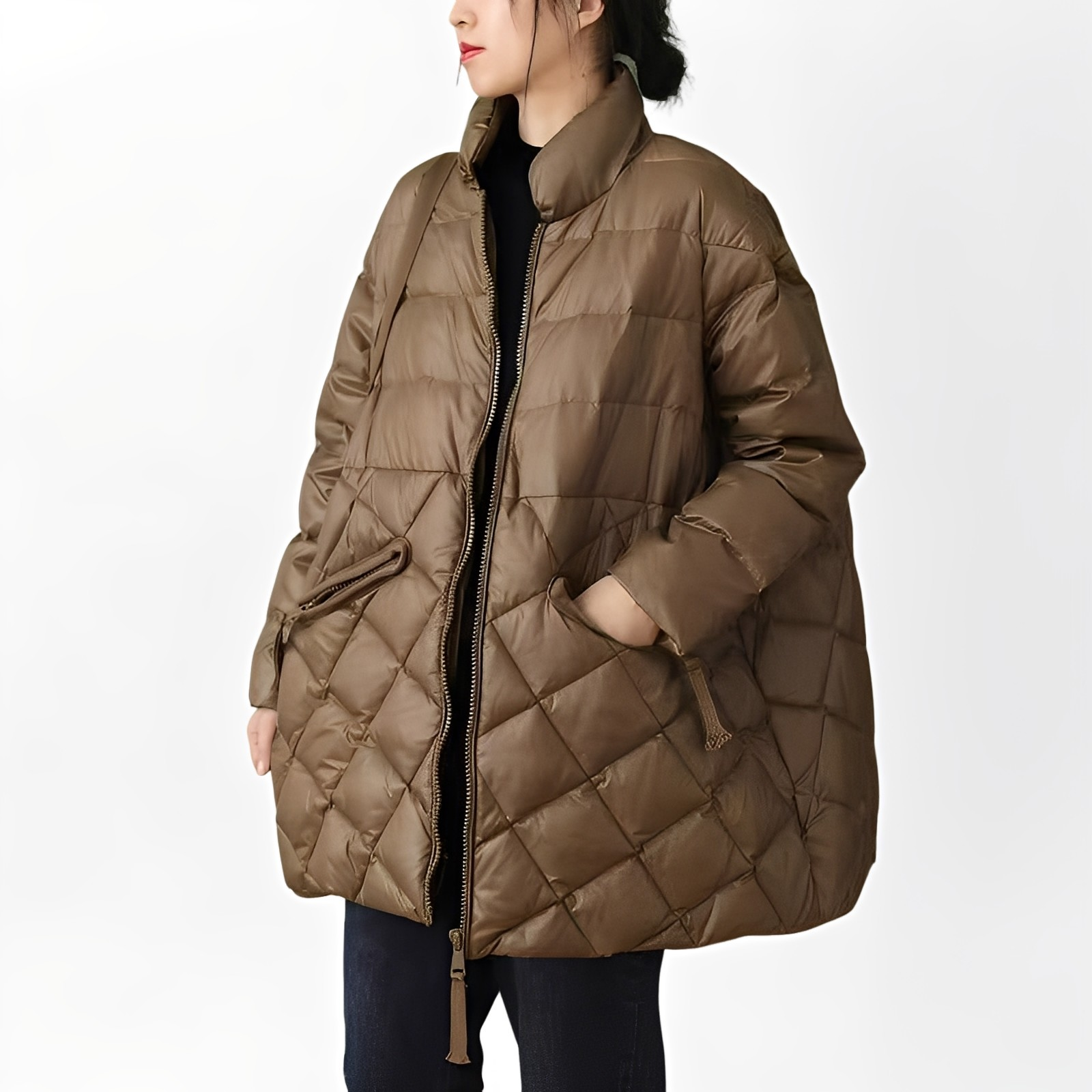 Krohn-e | Warme Daunenjacke mit Reißverschlusstaschen für Damen