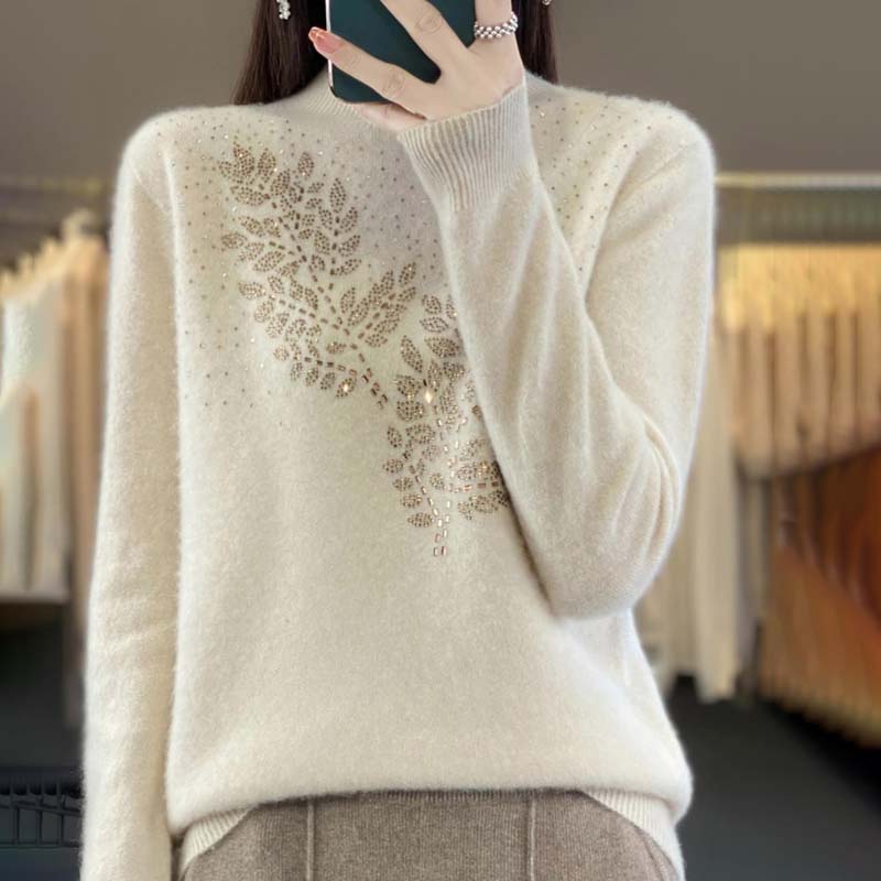 Krohn-e | Strickpullover Mit Zartem Blättermuster