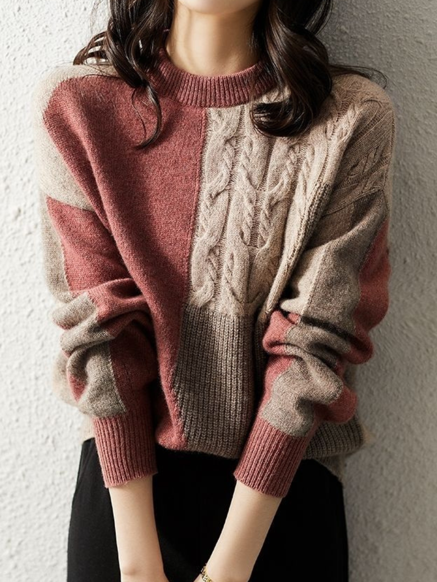 Krohn-e | Schicker & Stylischer Strickpullover in Kontrastfarbe