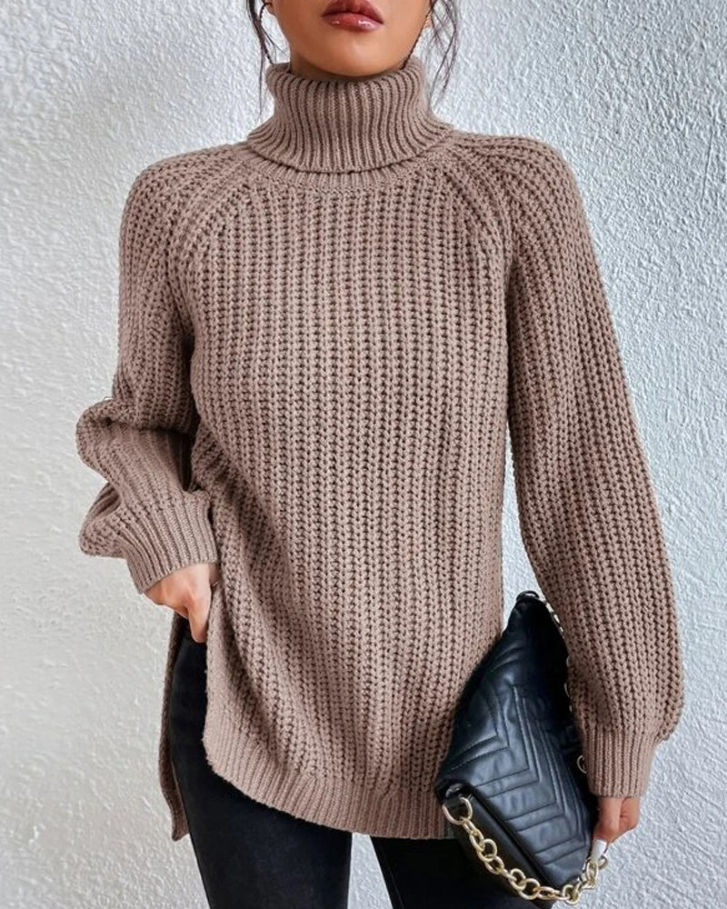 Krohn-e | Pullover - Damen Herbst Strick Rollkragen mit lockerer Passform
