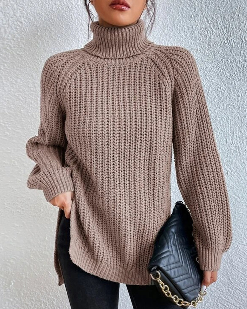 Krohn-e | Pullover - Damen Herbst Strick Rollkragen mit lockerer Passform